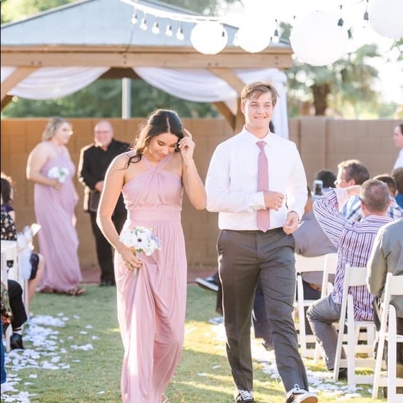 Davids Bridal_Bridesmaids_Color:Quartz_Size6_Mesh Fabric_Long_I’m 5ft6in tall - Picture 3 of 3